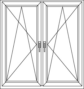 Ktszrny ablak melynek mindkt oldala buk-Nyl s mindkt szrny nyitott llapotban is kzpen fgglegesen tokoszt tallhat. Alkalmazsa akkor javasolt ha kls rednyt szeretnnk az ablakra s nagyon nagy lenne a feszts, ilyenkor kt kisebb rednyt kell alkalmazni s a kzps tokosztn lehet a lefutkat rgzteni.
