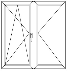 Ktszrny ablak, amelyik oldalt a kilincs tallhat az az elsdleges szrny. Elsdleges szrny nyitsa utn nyithat a msodlagos szrny. Mindkt szrny nyitott llapotban nincs kzpen elvlaszt fix elem.
